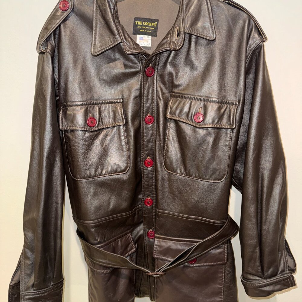 Men's‎ XL Avirex The Cockpit Brown Leather Field Jacket Flight Bomber USA Made